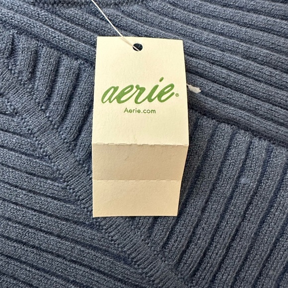 Aerie Blue Ribbed Knit Crop Top Size Medium - Picture 2 of 6